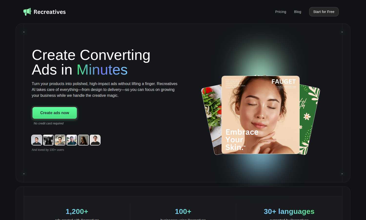 Recreatives application interface and features
