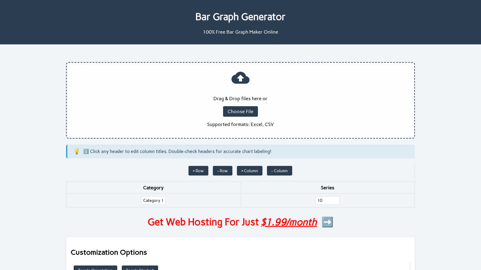Bar Graph Generator application interface and features