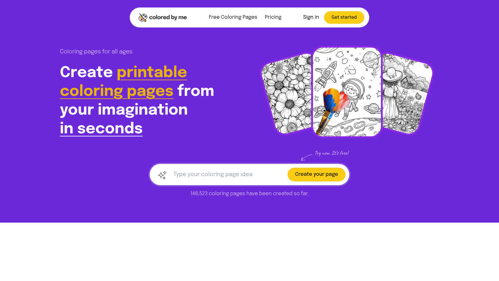 Colored by me application interface and features