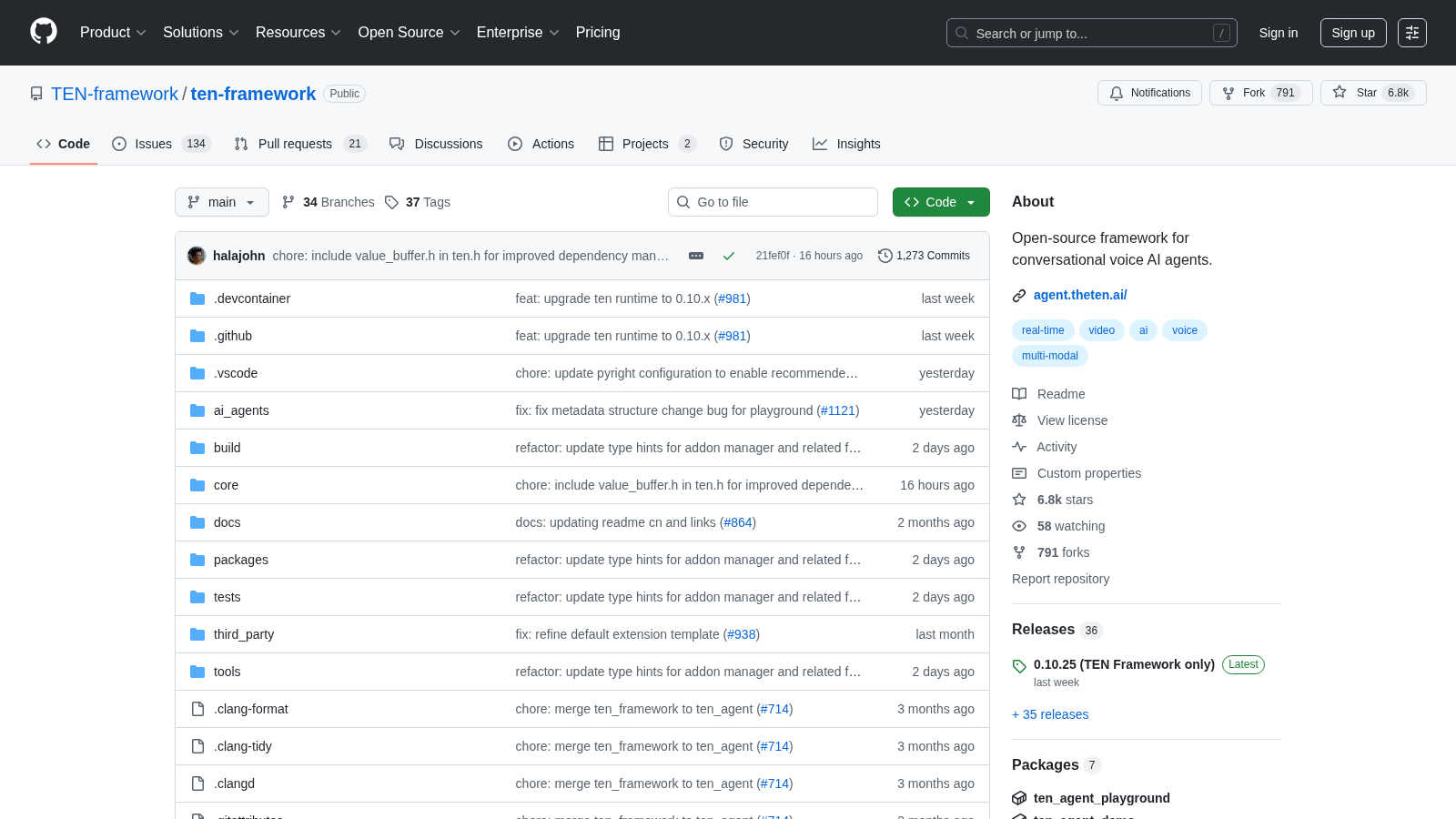 TEN Agent application interface and features