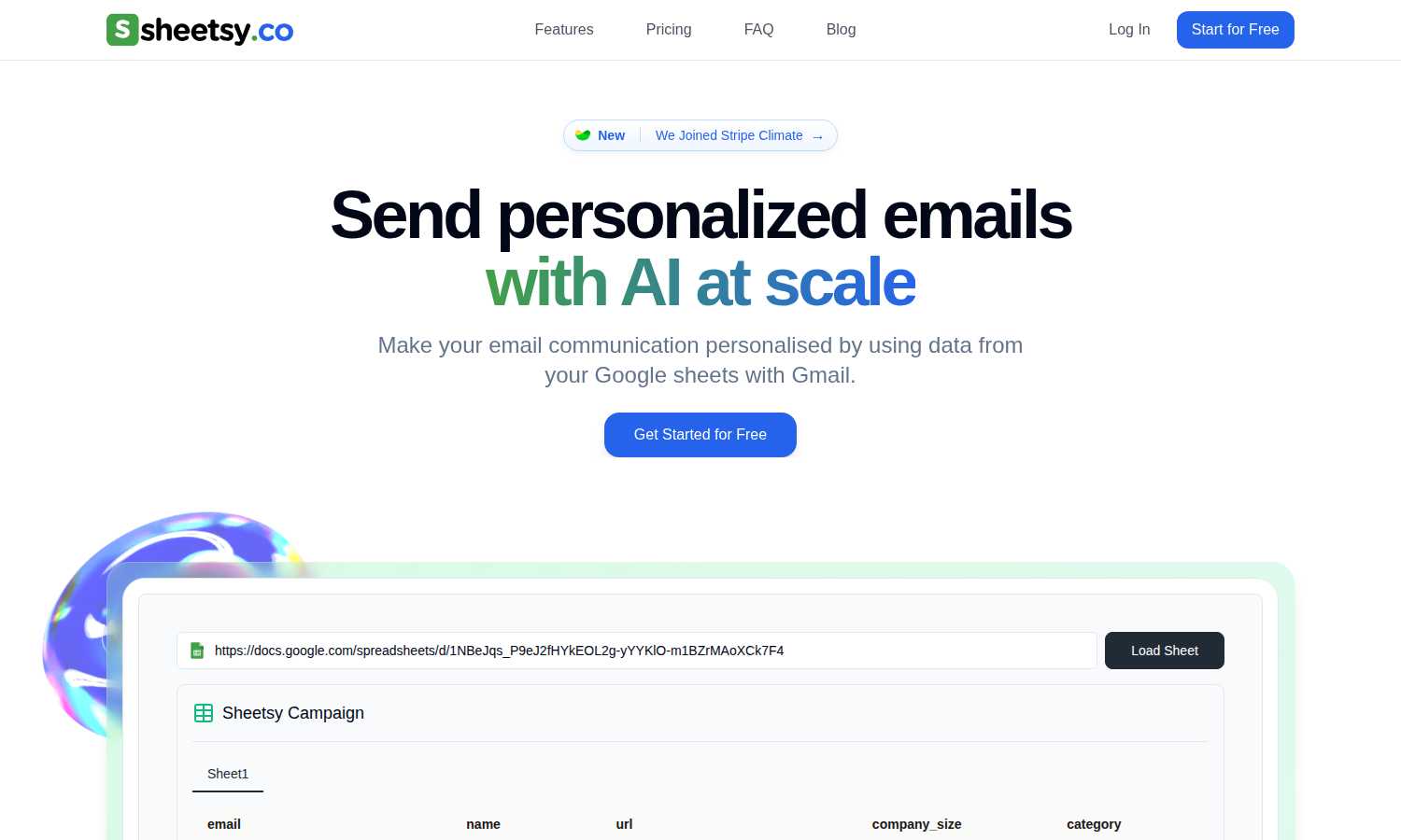Sheetsy application interface and features