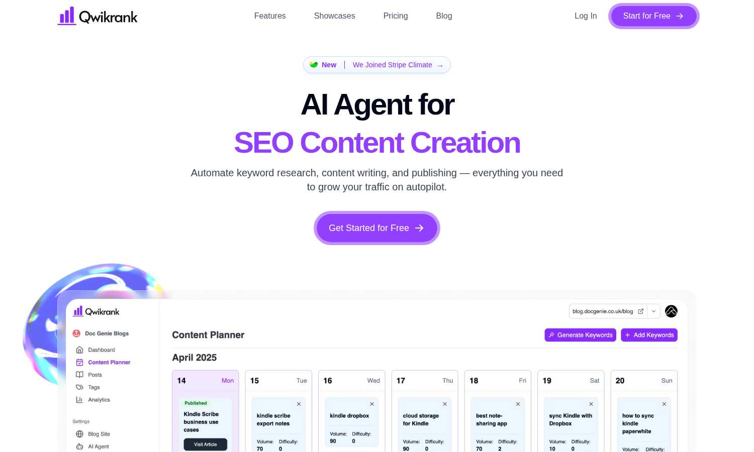 Qwikrank application interface and features