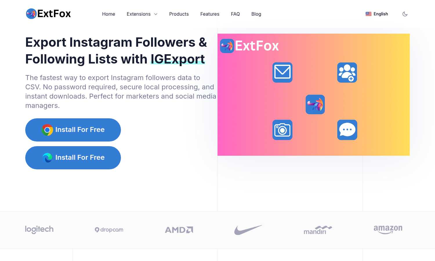 IGExport application interface and features