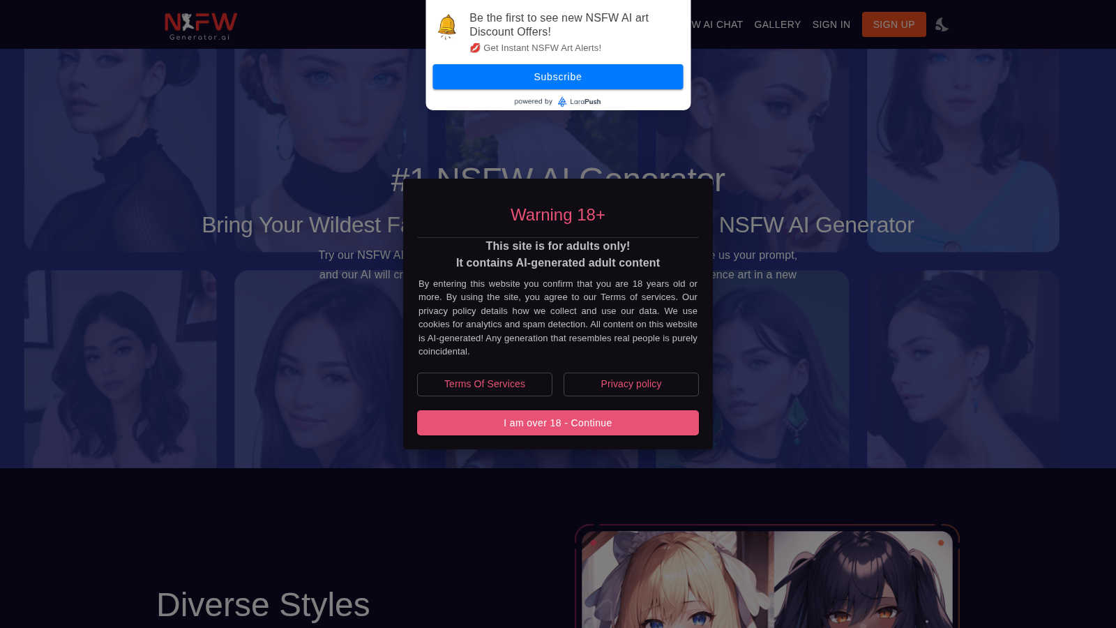NSFW AI Art Generator application interface and features