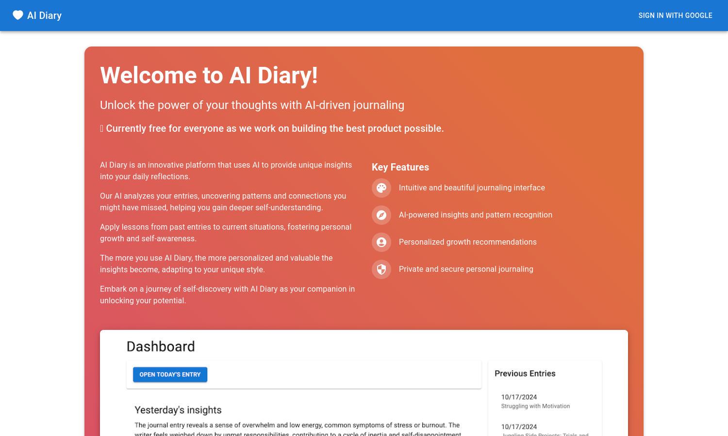 AI Diary Website