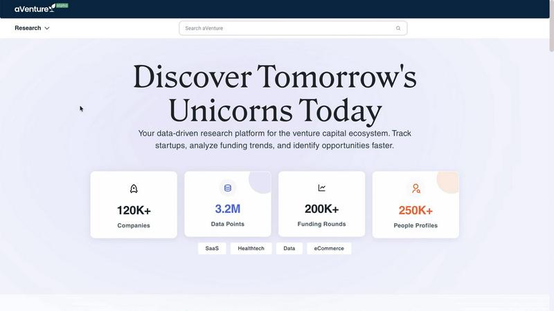aVenture application interface and features
