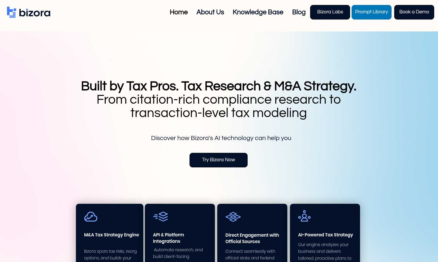Bizora application interface and features