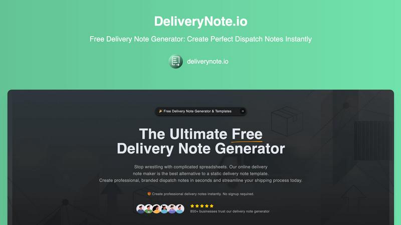 DeliveryNote.io application interface and features