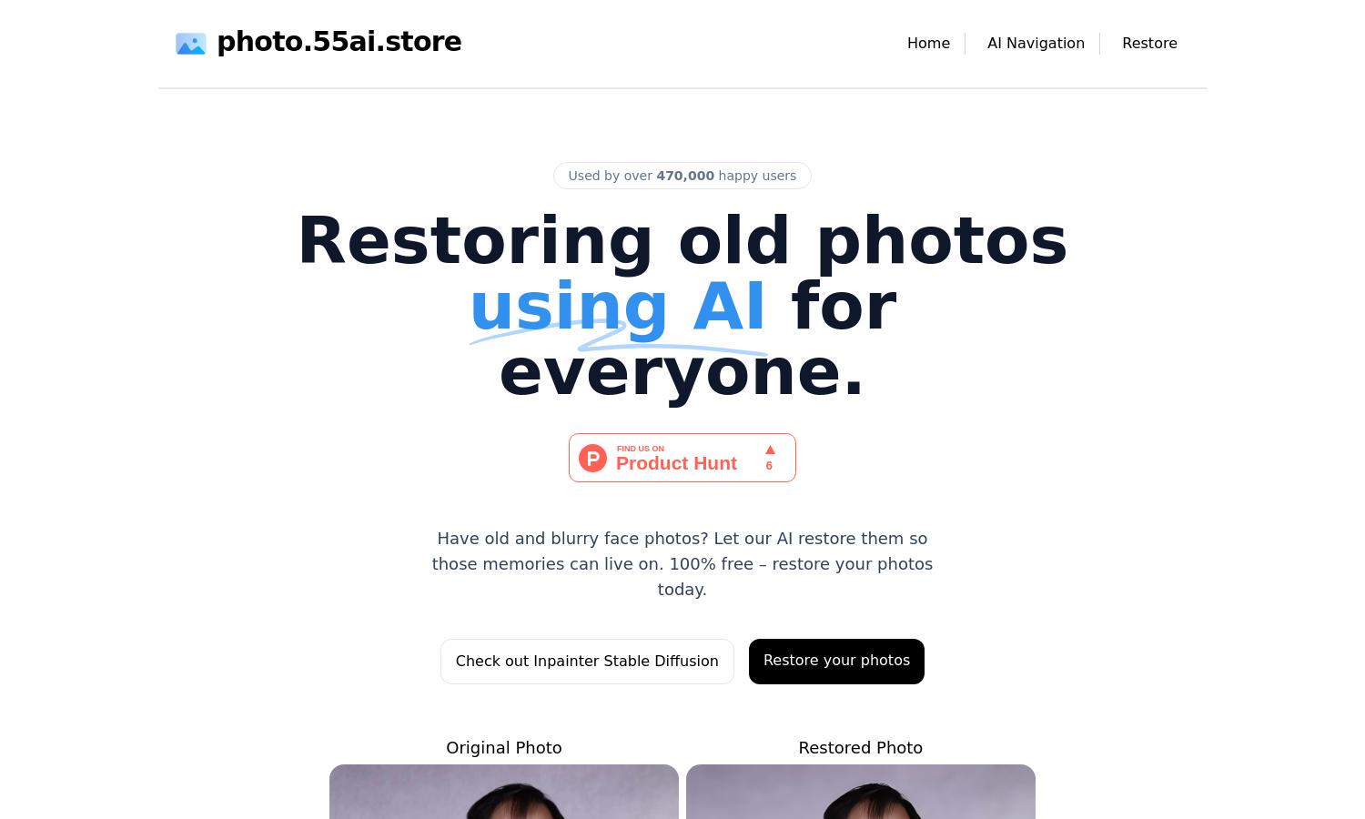 Face Photo Restorer Website