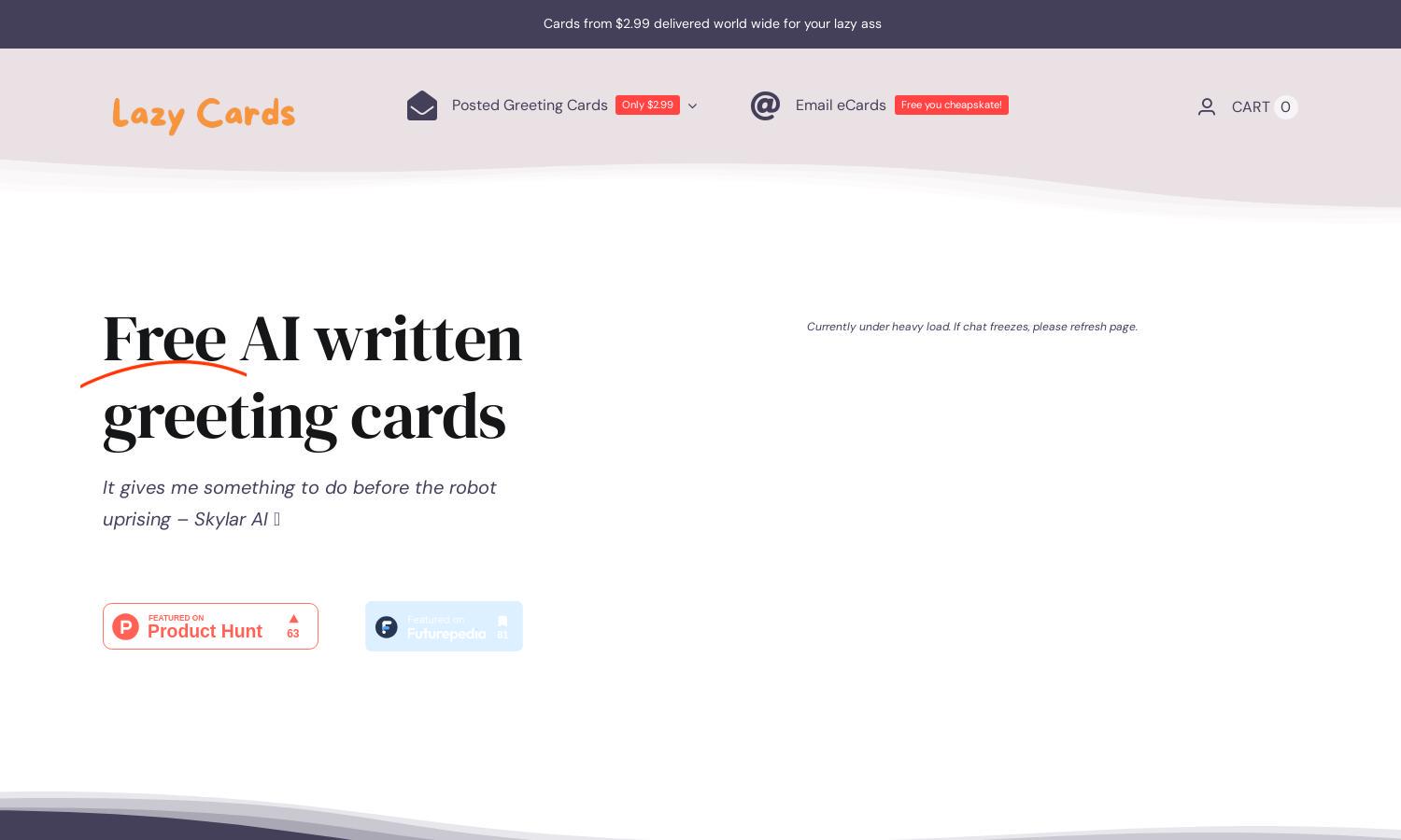 Lazy Cards Website