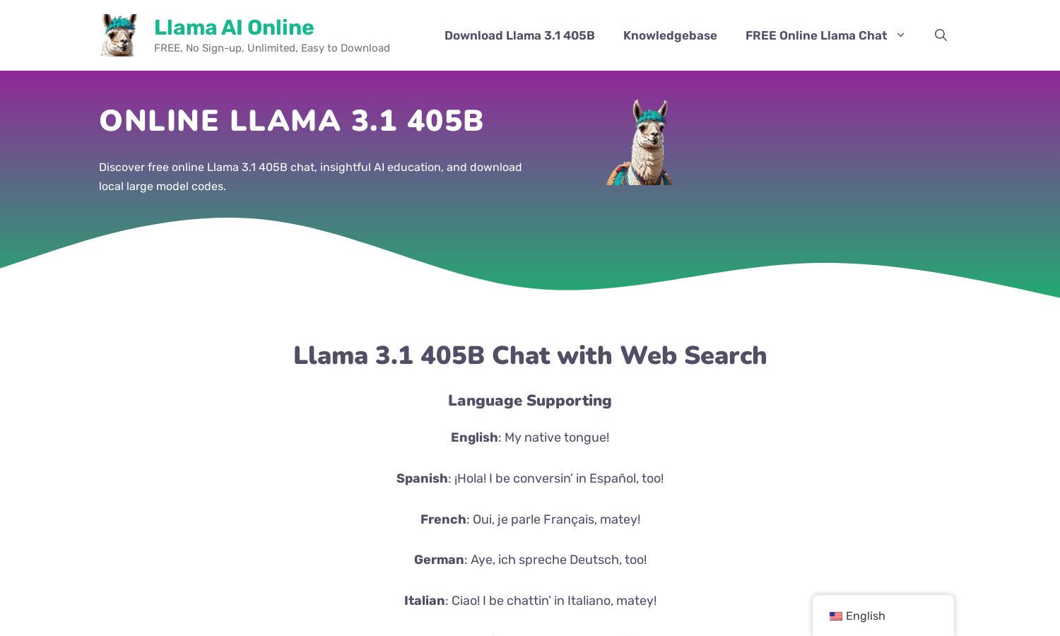 Llama AI Online Website