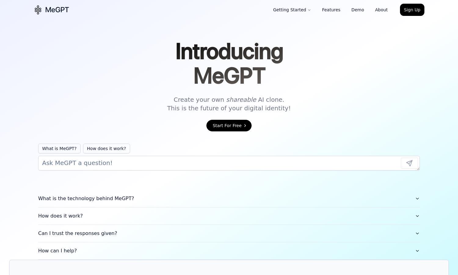 MeGPT Website