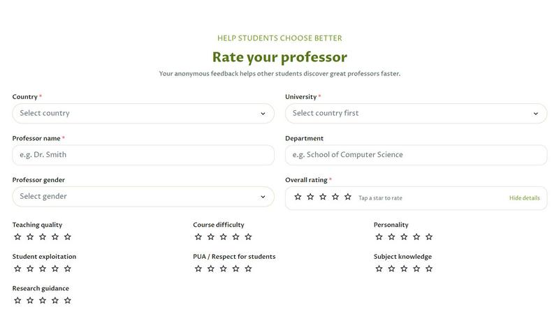 Rate My Professor screenshot
