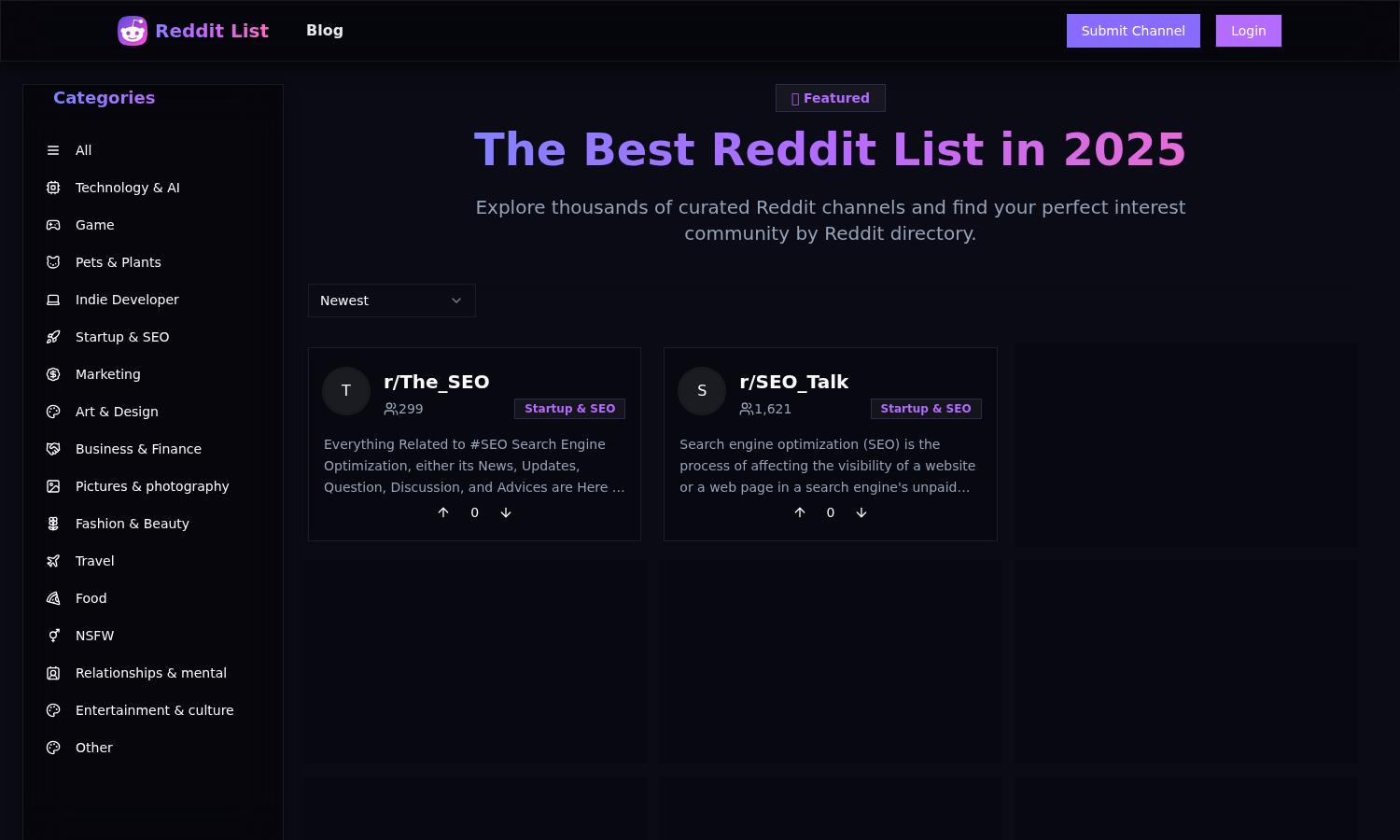 Reddit List Website