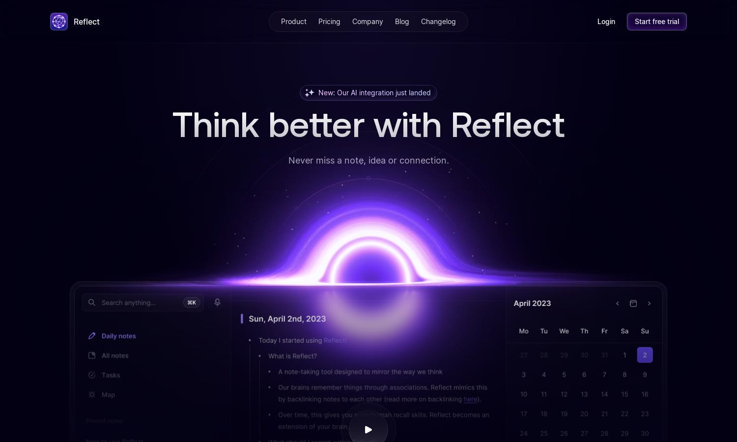 Reflect Notes Website