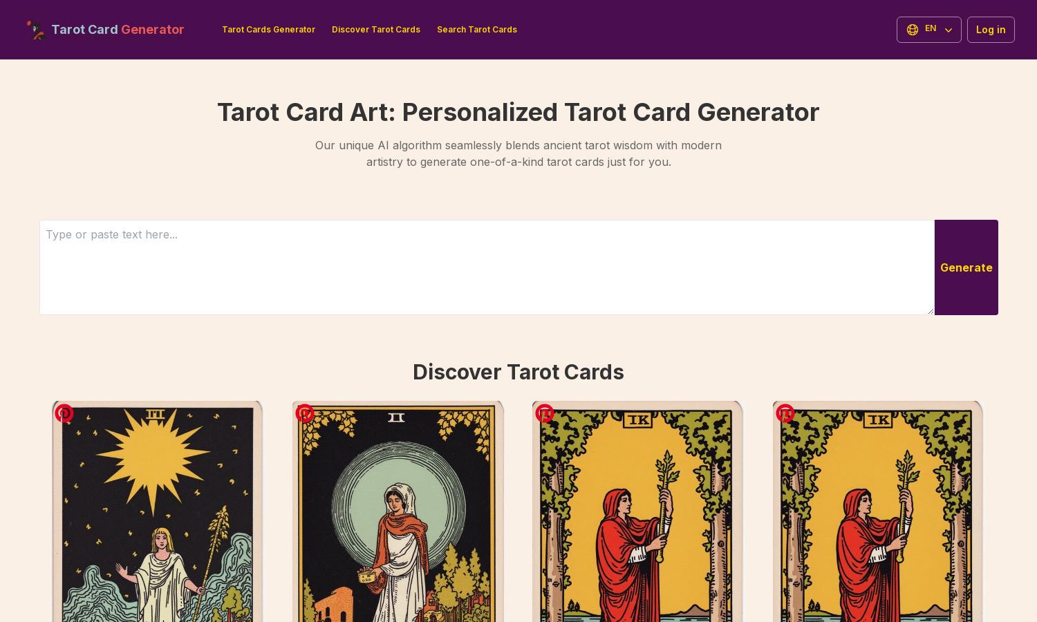 Tarot Card Art Website