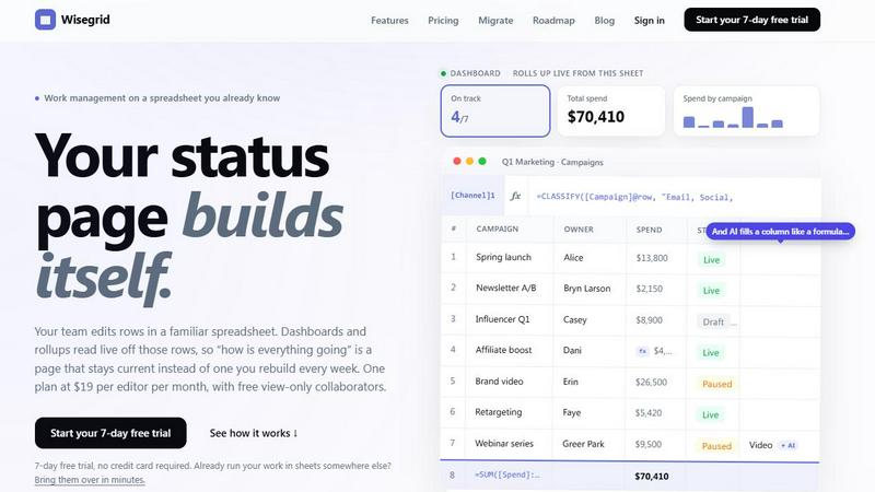Wisegrid screenshot
