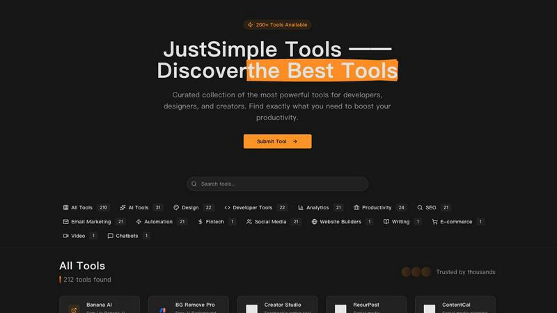 JustSimple Tools application interface and features